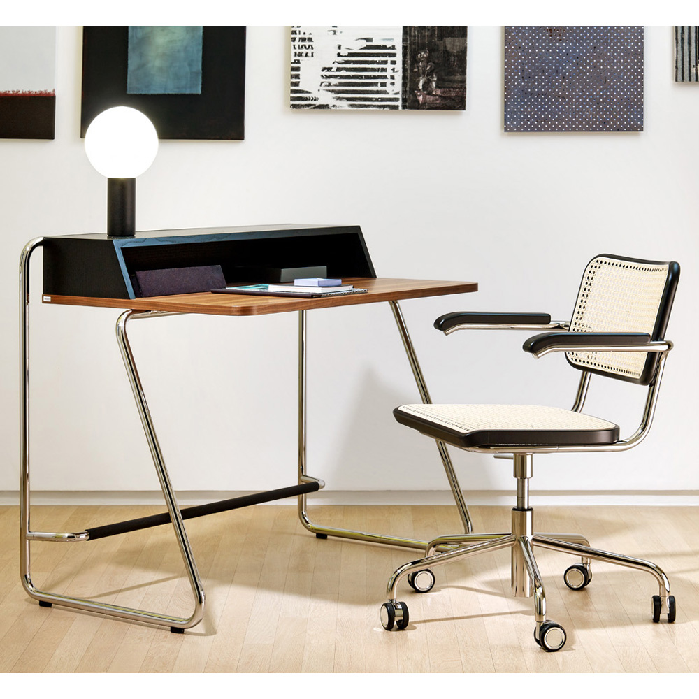 S 64 Atelier VDR Drehsessel mit Armlehnen, Rollen und Rohrgefelcht - Thonet S 64 VDR BG TP 29 - Marcel Breuer