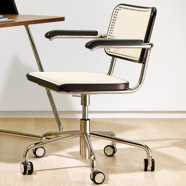 S 64 Atelier VDR Drehsessel mit Armlehnen, Rollen und Rohrgefelcht - Thonet S 64 VDR BG TP 29 - Marcel Breuer
