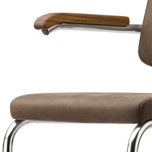 Pure Materials S 64 PV Nubukleder Mittelbraun 1 - Thonet - Marcel Breuer Freischwinger