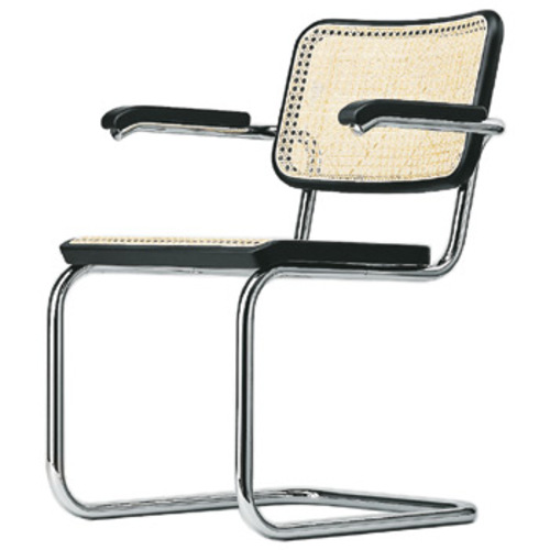 Stahlrohr Klassiker S 64 Armlehnenstuhl mit Rohrgeflecht - Thonet - Marcel Breuer Bauhausstuhl