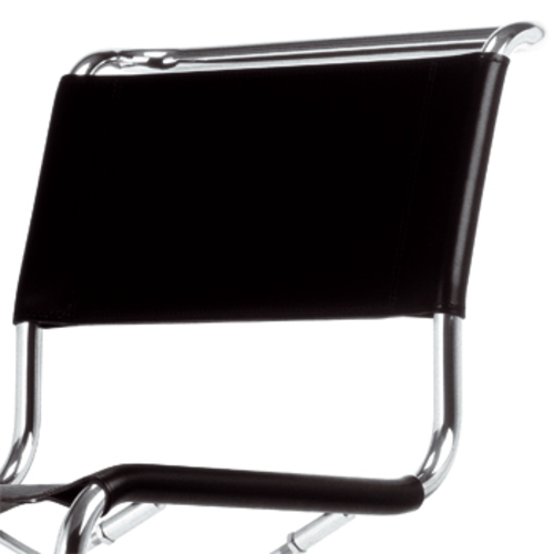Freischwinger S 33 Kernleder Schwarz - Thonet - Mart Stam