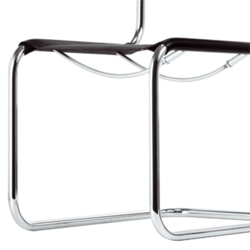 Freischwinger S 33 Kernleder Schwarz - Thonet - Mart Stam