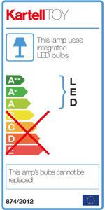 Energieeffizienzklassen A++ bis A auf einer Skala von A++ (höchste Effizienz) bis E (geringste Effizienz). Diese Leuchte wird verkauft mit einem Leuchtmittel der Energieklasse A.