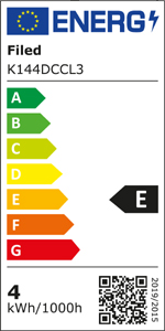 Energieeffizienzklassen A bis G auf einer Skala von A (höchste Effizienz) bis G (geringste Effizienz). Diese Leuchte wird verkauft mit Leuchtmitteln der Energieklasse E.