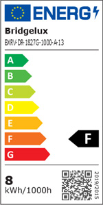 Energieeffizienzklassen A++ bis E auf einer Skala von A++ (höchste Effizienz) bis E (geringste Effizienz). Diese Leuchte wird verkauft mit einem Leuchtmittel der Energieklasse B.